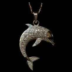 Textured Mosaic Dolphin Pendant