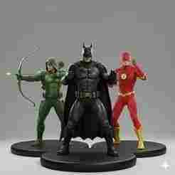 The heroes are united: Batman, The Flash, and Green Arrow 3D model