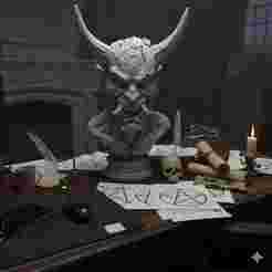 The Summoner’s Desk – Cyber Oni 3D Printable Sculpture