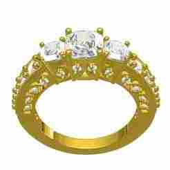 Three Cushion Cut Diamond Filigree Solitaire Engagement Ring