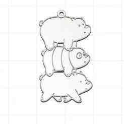 Three Outrageous Bears Key Chain