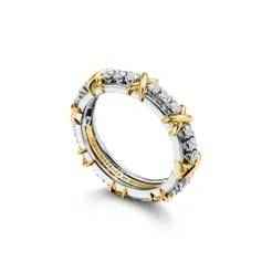 Tiffany Diamond Band Ring with Gold Detailing – Luxury Jewelry