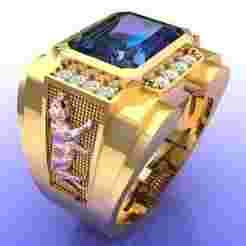 Tiger ring - Rectangular stone mens ring - Mens rings - N100