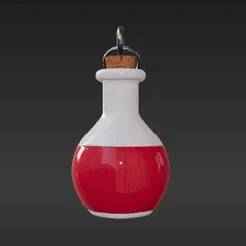 Tiny Potion Bottle Keychain - Realistic Whimsical Fantasy Accessory 3D Model