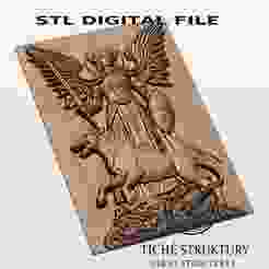 Title Angel Warrior with Wolf – Sword and Shield – 3D STL Model for CNC Carving, Digital Download