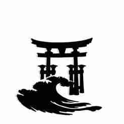 torii gate standing over ocean waves 1 - 2D/3D Wall Art STL+SVG For CNC Router, Plasma, Waterjet, Laser & 3D Printer