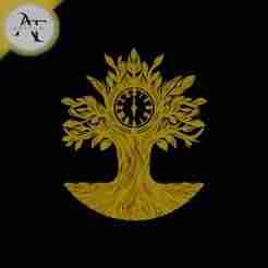 Tree with clock - Silhouette - 2D Wall Art Decor