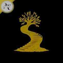 Tree with stairs - Silhouette - 2D Wall Art Decor