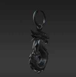Tribal Dragon Keychain Charm - Edgy Abstract Keyring Pendant 3D Print Model