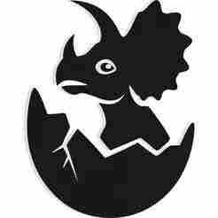 Triceratops head emerging from a cracked egg 3 - 2D/3D Wall Art STL+SVG For CNC Router, Plasma, Waterjet, Laser & 3D Printer