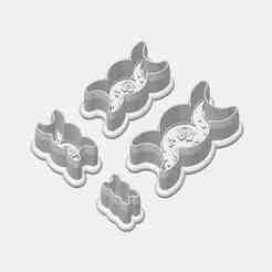 Triple Moon V01-01 Floral Stamp w/Cutter Set