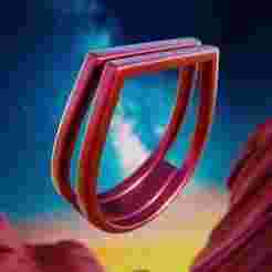 Twin-Frame Blade Ring - Futuristic Print-Ready Jewelry 96