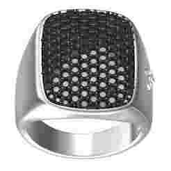 Unique Black Diamond Signet Ring for Men