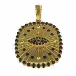 Unique Cushion Shaped Diamond Pendant with Evil Eye