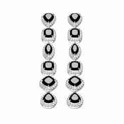 Unique Different Stone Round Diamond Halo Long Earring