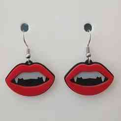 Vampire Lips – Halloween Earring & Keychain STL (No AMS Needed, 2-Color)