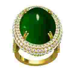 Vintage Emerald Cabochon Engagement Ring