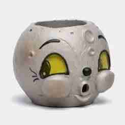 Vintage halloween moon face bucket lantern