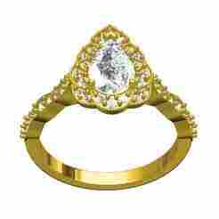Vintage Pear Cut Diamond Engagement Ring