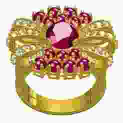 Vintage Ruby Cabochon  Cocktail Diamond Ring