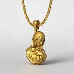 Virgin Mary Pendant STL 3D Model for Jewelry – One Inch Pendant