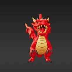 Vivid Fire Dragon Key Fob - Printable Mythical Creature Display & Accessory
