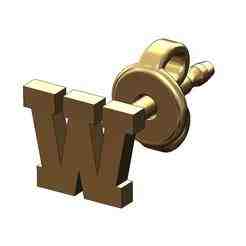 W letter varsity font stud earring 3d print model