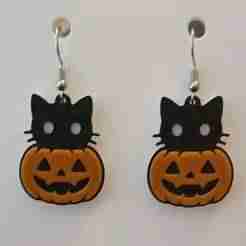 Walking Pumpkin Cat– Halloween Black & White Earring / Keychain STL (No AMS Required)