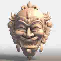 Wayang Mask - Balinese Artistic Face Sculpture | 3D Printable STL Model