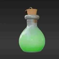 Whimsical Emerald Elixir Potion Bottle Keychain Charm - Magical Fantasy Vial 3D Print Model