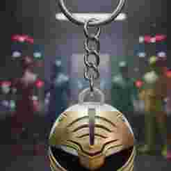 White Ranger Helmet Keychain - Mighty Morphin Tiger Power - Power Rangers - Ready to Print
