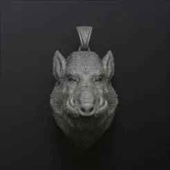 Wild Boar Pendant 3D print model