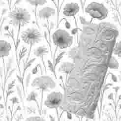 Wildflower Meadow | Organic Debossed Pattern Roller for Clay | Poppy & Daisy 3D Print Design