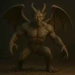 Winged Demon Monster STL – Handsome Face Fantasy Model