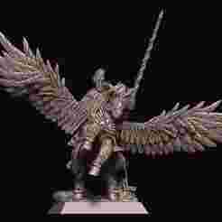 Winged Paladin on Armored Pegasus - Epic Fantasy Statue (STL for 3D Printing)