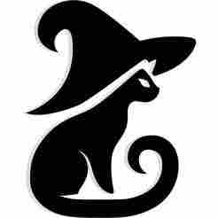 witch hat with a cat silhouette curled around the base 1 - 2D/3D Wall Art STL+SVG For CNC Router, Plasma, Waterjet, Laser & 3D Printer