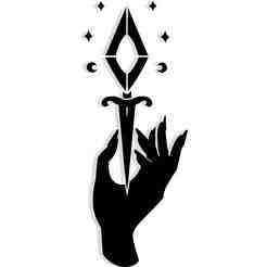 witch's hand holding a floating crystal dagger 5 - 2D/3D Wall Art STL+SVG For CNC Router, Plasma, Waterjet, Laser & 3D Printer