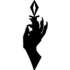 witch's hand holding a floating crystal dagger 7 - 2D/3D Wall Art STL+SVG For CNC Router, Plasma, Waterjet, Laser & 3D Printer