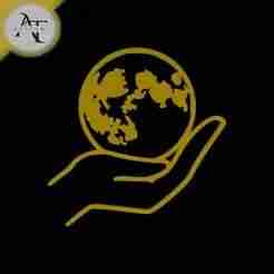 World in hand - Line Art - 2D Wall Art Decor