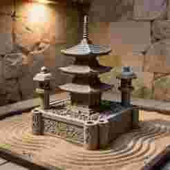 Zen Garden Pagoda Miniature 3D Print Model STL File