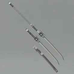 Zenless Zone Zero ZZZ Tsukishiro Yanagi Naginata Sword and Scabbard. Video game, props, cosplay
