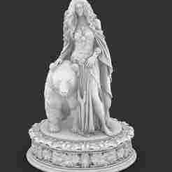 Artio – Celtic Goddess Statue with Her Bear