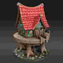Whimsical Fantasy Treehouse Cottage – 3D Printable Model