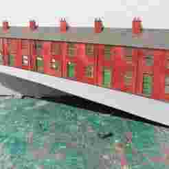 3D Perspective terraced house row right hand 1/76 to 1/152 scale