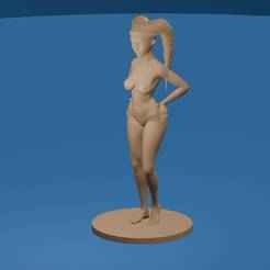 Blue Head Tail Alien Woman Nude