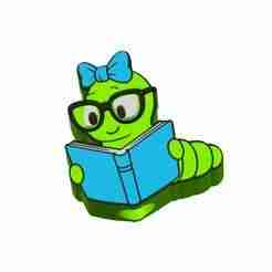 Cute Little Bookworm Straw topper 2 sizes 3MF file included