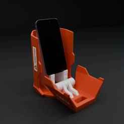 Cyberpunk Phone Stand with Charger Pass-Through & Folding Design