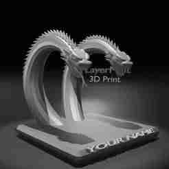 Double Dragon Custom Name Holder – Personalized Fantasy 3D Print Model STL File
