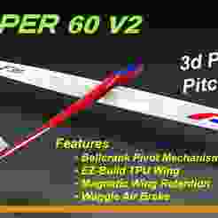 Flipper60 V2 - 3D Printed, 60” Twisty Wing Glider