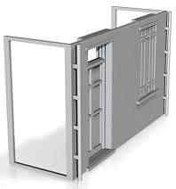 House front module,rendered, closed shutters with door on left 1/87 scale